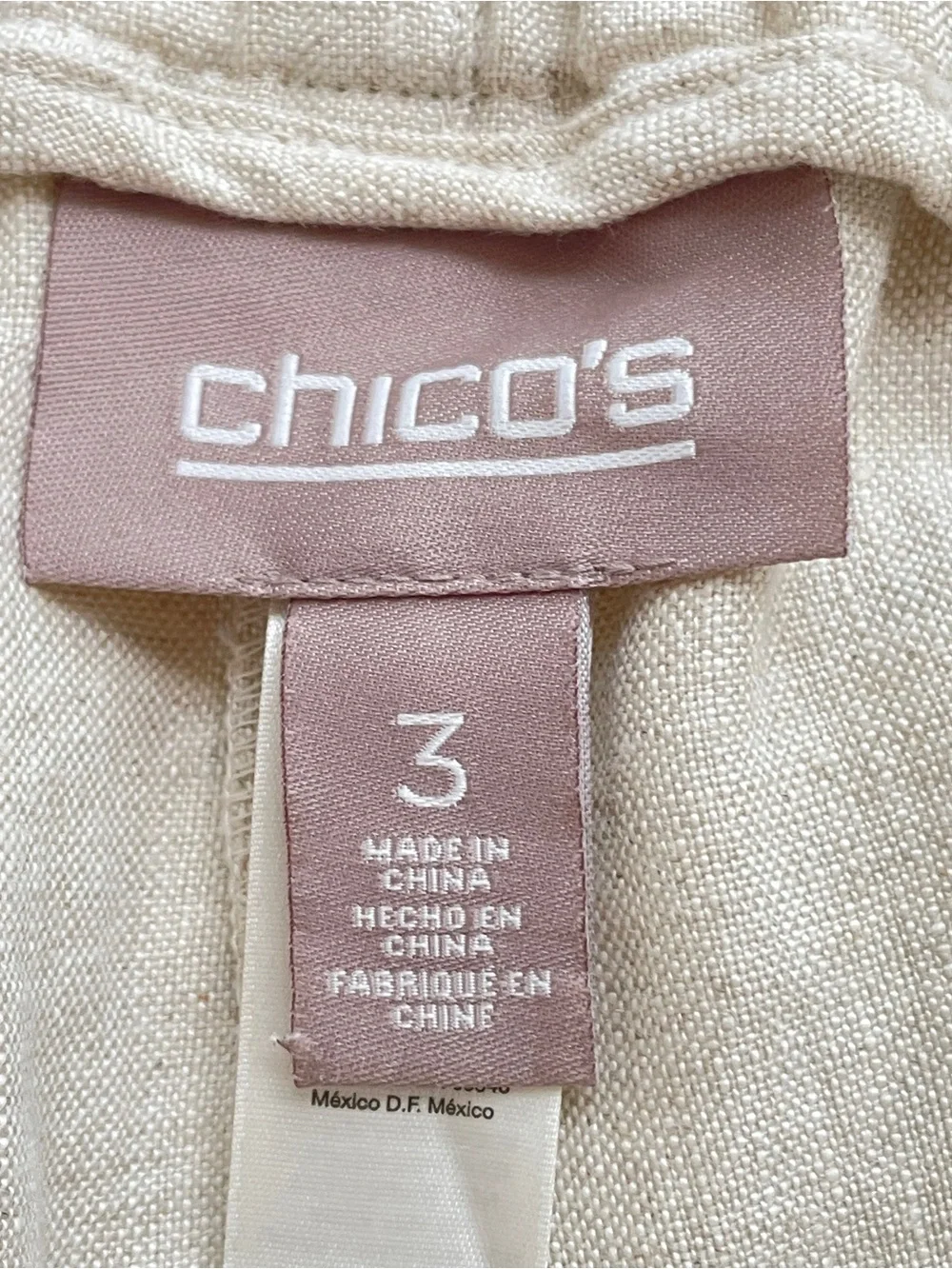 Chicos Linen Ankle Pants Womens 3  XL Neutral Relaxed Minimalist Casual Coastal